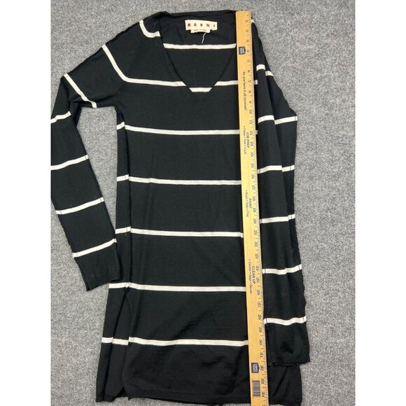 Marni Virgin Wool Dress Women's 14 Black Striped Long Sleeve Made in Italy - Picture 4 of 10